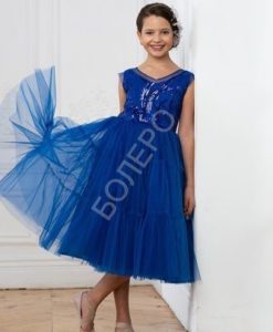 Нарядное платье для девочки с пайетками, синий